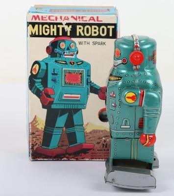 Boxed Noguchi tinplate mechanical Mighty Robot, Japanese 1960s - 3
