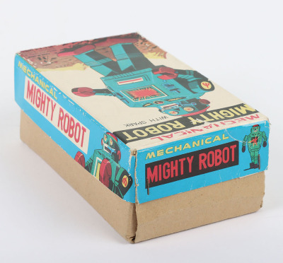Boxed Noguchi tinplate mechanical Mighty Robot, Japanese 1960s - 6