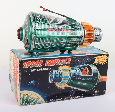 Boxed SH Horikawa battery operated tinplate Space Capsule, Japanese 1960s - 2