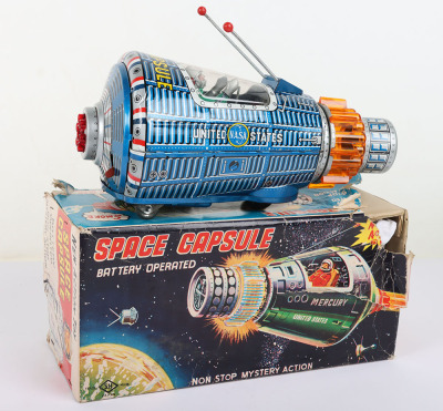 Boxed SH Horikawa battery operated tinplate Space Capsule, Japanese 1960s - 2