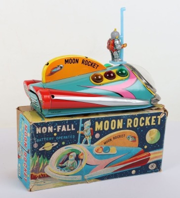 Boxed TM Masudaya battery operated Moon Rocket, Japanese 1950s - 2