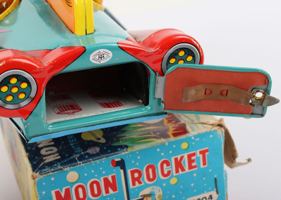 Boxed TM Masudaya battery operated Moon Rocket, Japanese 1950s - 5