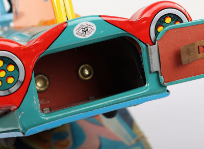 Boxed TM Masudaya battery operated Moon Rocket, Japanese 1950s - 7