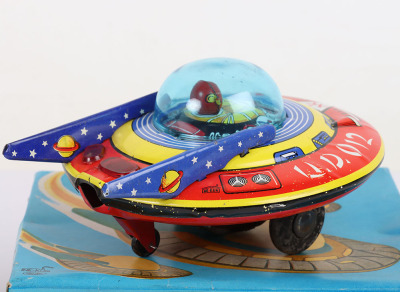 Boxed Ne-Kur friction driven tinplate flying saucer, Turkey circa 1970 - 5