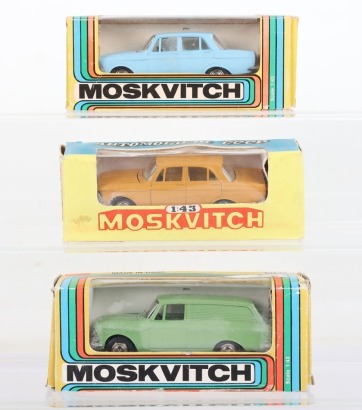 Three Russian Moskvitch Diecast Models