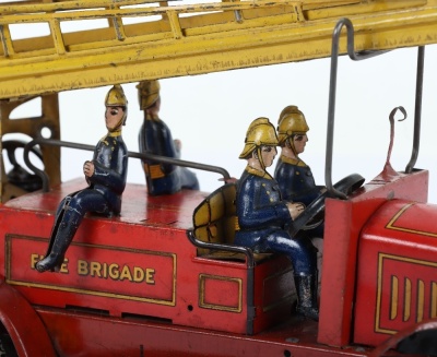 A Distler tinplate clockwork Fire Engine J.D.1614, German circa 1930 - 2