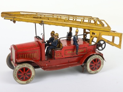 A Distler tinplate clockwork Fire Engine J.D.1614, German circa 1930 - 3