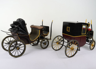Two wooden model Victorian style carriages, - 10