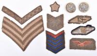 Mixture of WW1 and Later Cloth Insignia