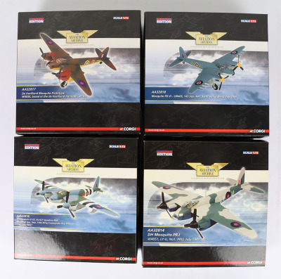 Four Corgi Aviation Archive DH Mosquito Aircraft 1:72nd Scale Models
