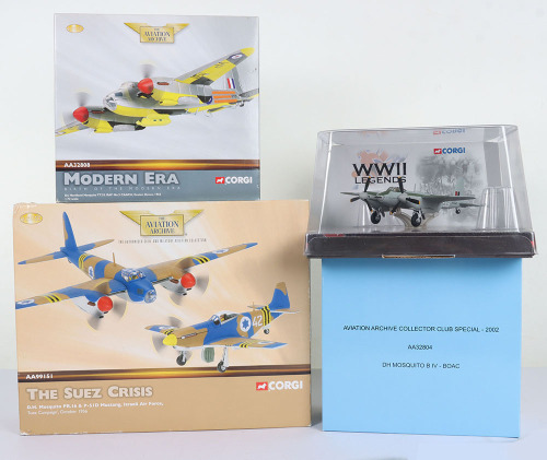 Four Corgi Aviation Archive DH Mosquito Aircraft 1:72nd Scale Model