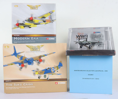 Four Corgi Aviation Archive DH Mosquito Aircraft 1:72nd Scale Model