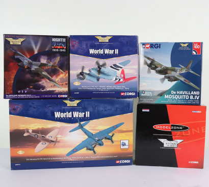 Five Corgi Aviation Archive DH Mosquito Aircraft 1:72nd Scale Models