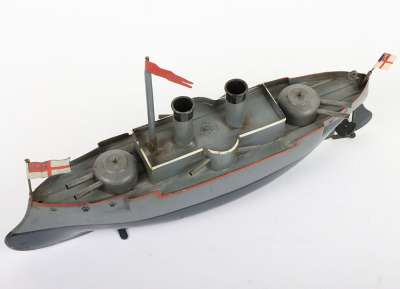 Bing tinplate clockwork twin-funnel Gunboat, German 1902-06 - 6