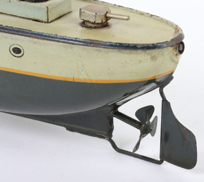 Carette tinplate two-funnel Gunboat, German circa 1910 - 3