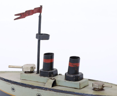 Carette tinplate two-funnel Gunboat, German circa 1910 - 4