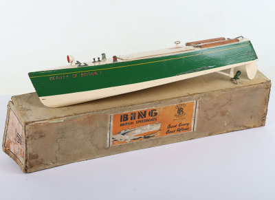 Scarce boxed Bing (British) &lsquo;Beauty of Britain I&rsquo; live steam Speed Boat, 1930s