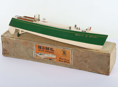 Scarce boxed Bing (British) &lsquo;Beauty of Britain I&rsquo; live steam Speed Boat, 1930s - 2