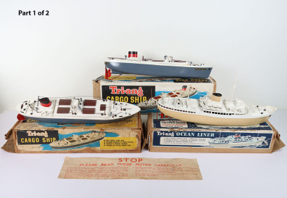 Boxed Triang model ships, circa 1960,