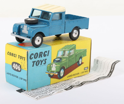 Corgi Toys 406 Land-Rover (109’WB) metallic blue body, cream roof