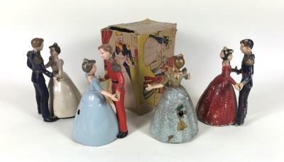 Wells-Brimtoy Cinderella and Prince Charming novelty mechanical toys, 1950s - 2