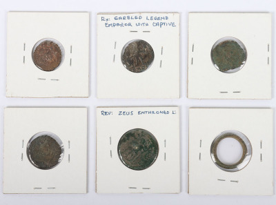 Three Gordian III Colonial Issue coins, Danubian Celtic copies of Roman coins including Constantine II and Gratian with a piece of Celtic ring money