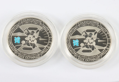 Two Royal Mint Countdown to London 2012 2009 silver proof £5, with two silver proof £2 of 2008 - 3