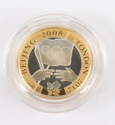 Two Royal Mint Countdown to London 2012 2009 silver proof £5, with two silver proof £2 of 2008 - 5