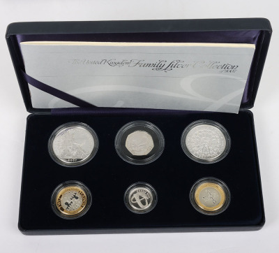 A 2008 Silver Proof set with Royal Shields and Emblems of Britain, with 2007 & 2008 Family Silver collection, with London, Edinburgh, Belfast & Cardiff silver £1, with 2014 Floral £1 four coins - 3