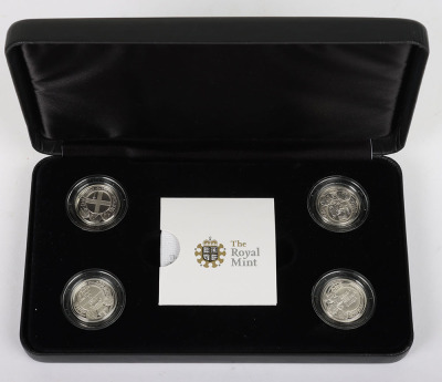 A 2008 Silver Proof set with Royal Shields and Emblems of Britain, with 2007 & 2008 Family Silver collection, with London, Edinburgh, Belfast & Cardiff silver £1, with 2014 Floral £1 four coins - 4