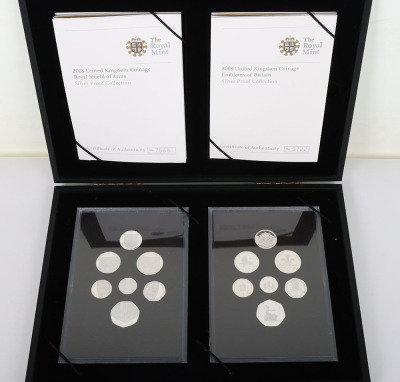 A 2008 Silver Proof set with Royal Shields and Emblems of Britain, with 2007 & 2008 Family Silver collection, with London, Edinburgh, Belfast & Cardiff silver £1, with 2014 Floral £1 four coins - 5