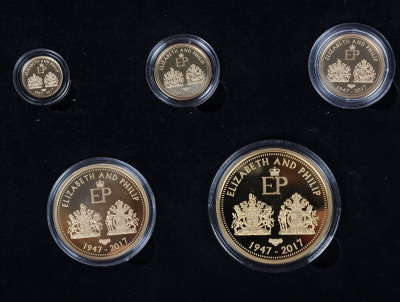 The Platinum Wedding Anniversary of Elizabeth II and Prince Phillip five coin gold set - 3