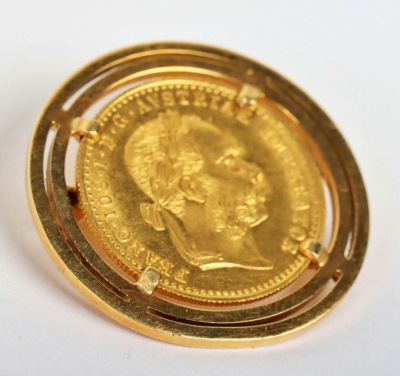 A gold Ducat 1915 (restrike), in 18ct gold mount - 4