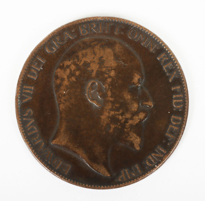 Edward VII (1901-1910), Miss Strike Penny, Obverse Brockage