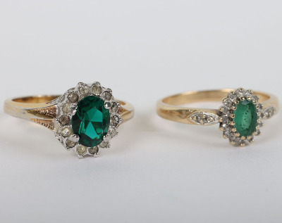 Two 9ct gold emerald and diamond rings - 2