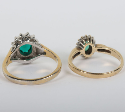 Two 9ct gold emerald and diamond rings - 3