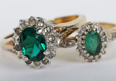 Two 9ct gold emerald and diamond rings - 4