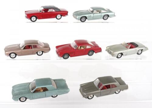 Seven unboxed Solido Diecast Cars 1/43 scale, circa 1960’s