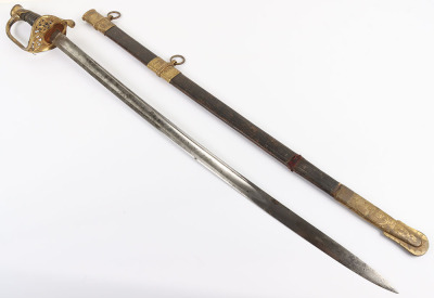 US MODEL I850 FOOT OFFICERS SWORD, W/HIGH GRADE SCABBARD MOUNTS - 28