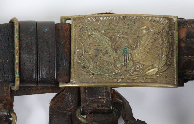 US CIVIL WAR UNION 1851 OFFICERS BUCKLE, BELT, SWORD HANGER & CARTRIDGE BOX RIG - 2