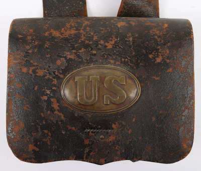 US CIVIL WAR UNION CARTRIDGE BOX W/ SHOULDER STRAP - 3