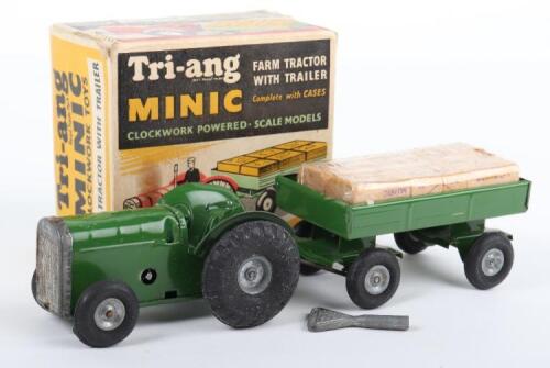 Scarce Boxed Triang Minic 83M Post War Farm Tractor With Trailer