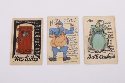 17 WWI &ndash; WWII FRENCH COLOR COMICAL-PATRIOTIC POSTCARDS - 2
