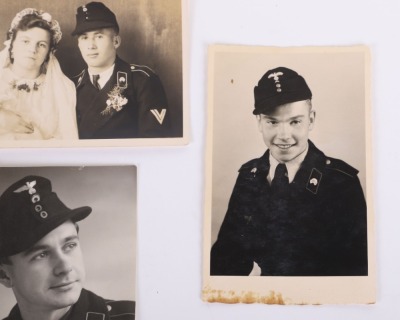 4 HEER PHOTO POSTCARDS & ALL ARE WEARING A BLACK PANZER WRAPPER - 3