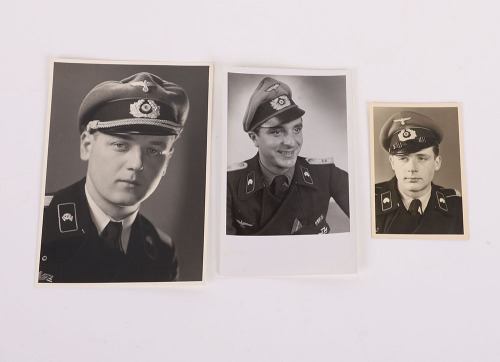 3 HEER PHOTOS & ALL ARE WEARING A PANZER WRAPPER W/ VISOR CAPS