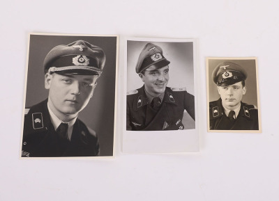 3 HEER PHOTOS & ALL ARE WEARING A PANZER WRAPPER W/ VISOR CAPS