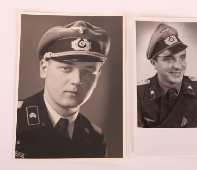 3 HEER PHOTOS & ALL ARE WEARING A PANZER WRAPPER W/ VISOR CAPS - 2