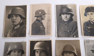 8 HEER PHOTO POSTCARDS OF MEN W/ HELMETS - 5