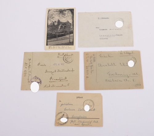 LOT OF 4 WAFFEN-SS FELDPOST LETTERS W/ ENVELOPES & A SS POSTCARD