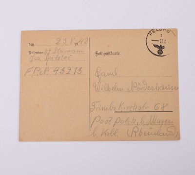 Lot of 7 WAFFEN-SS FIELD POST CARDS & A WAFFEN-SS POSTCARD - 10